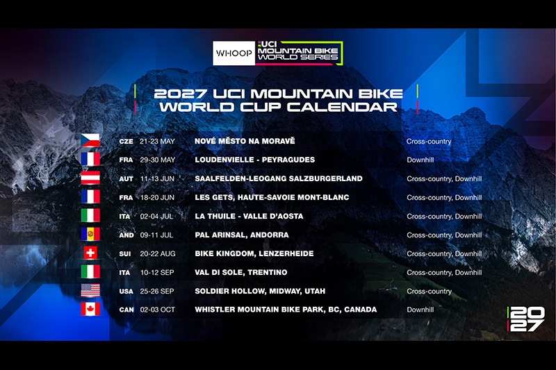 Le WHOOP UCI Mountain Bike World Series tornano in Val di Sole dal 10 al 12 settembre 2027 